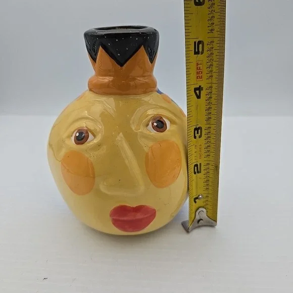 Face Vase Queen Abstract Whimsy Bottle Ceramic Art Vase Signed Alison Palmer - Picture 5 of 5